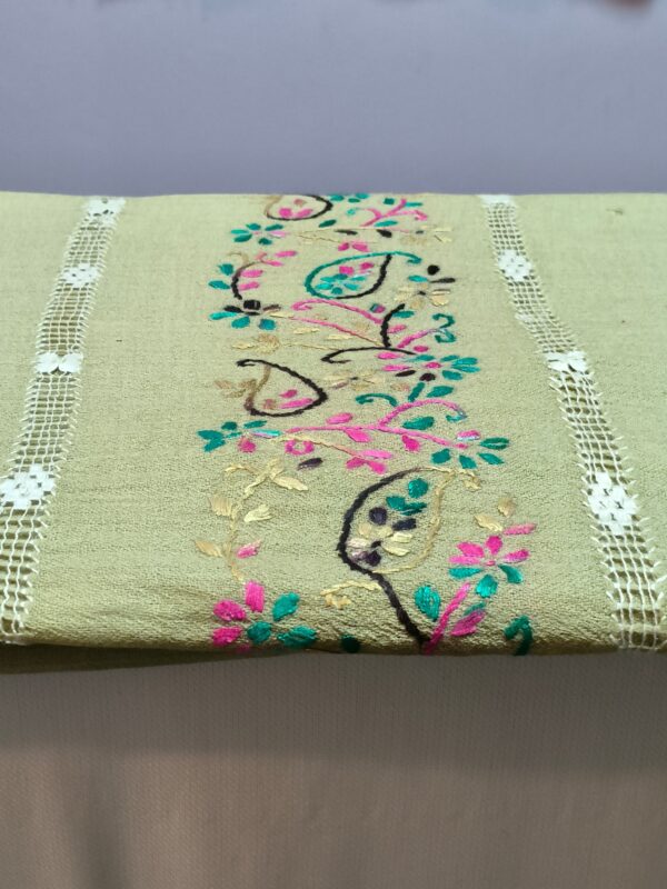 offwhite Women Woolen Shawl with traditional colorful hand embroidery