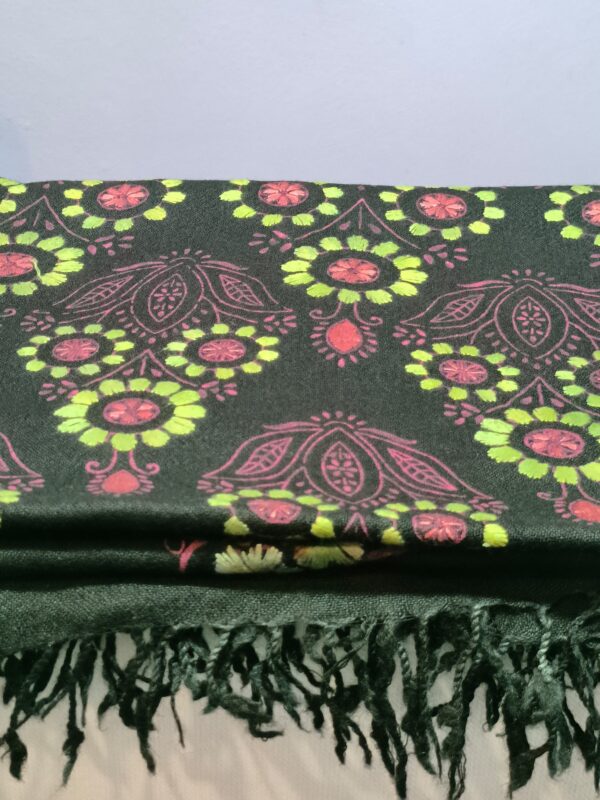 Black Swati Woolen Shawl Embroidered