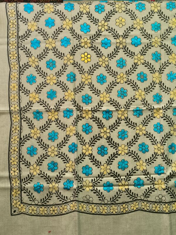 creamy Swati Woolen Shawl Karosha Embroidered